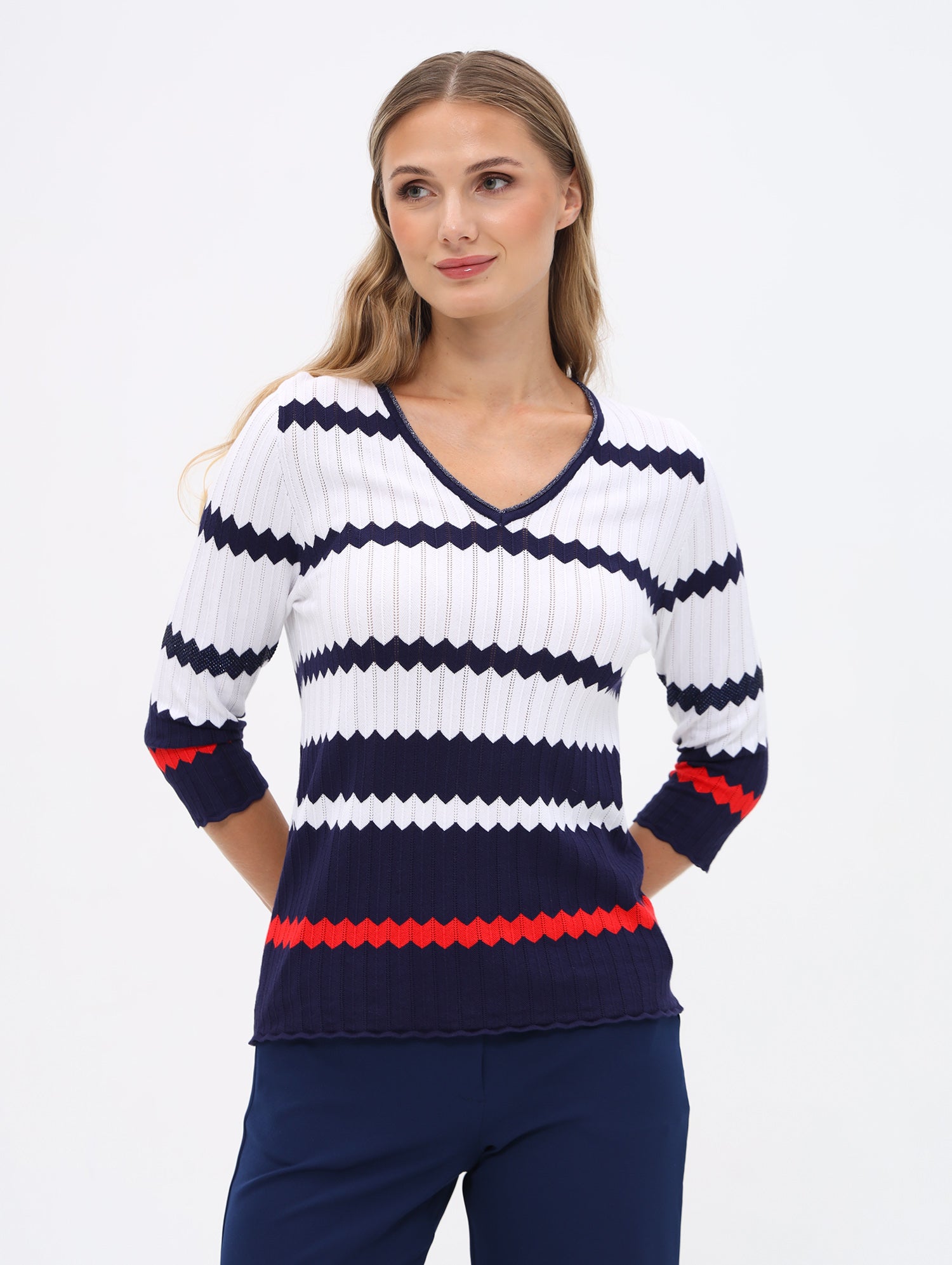 Pullover mit Zick-Zack-Streifen-Design