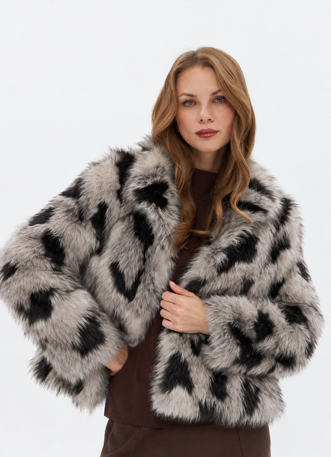 Jacke in flauschiger Kunstfell-Optik